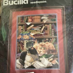 Bucilla Needlepoint Kit with Cats and Bookshelf